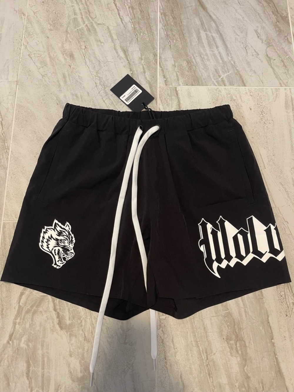Darc Sport Black Athletic Shorts with White Graphics